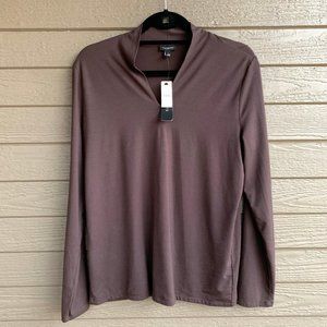 NWT [Talbots] Brown Long-Sleeve V-Neck Top Size L